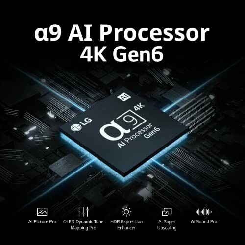 LG a9 AI Processor 4K Gen6 with features like AI Picture Pro and HDR Expression Enhancer.